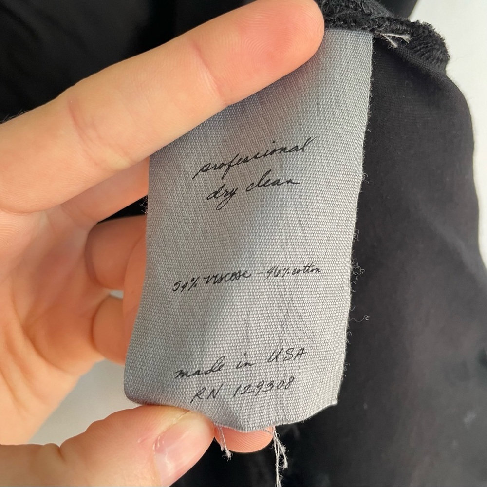Raquel Allegra Black Tank Top Satin Bow Straps Raw Edge Hem Womens Size 0 - Picture 7 of 10